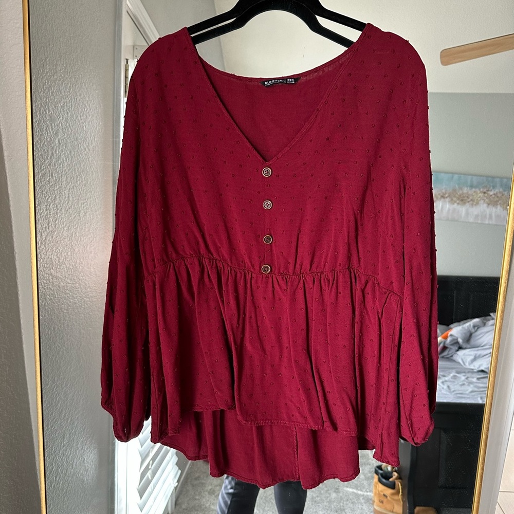 Bloomchic - maroon long sleeve shirt - 1X - never worn